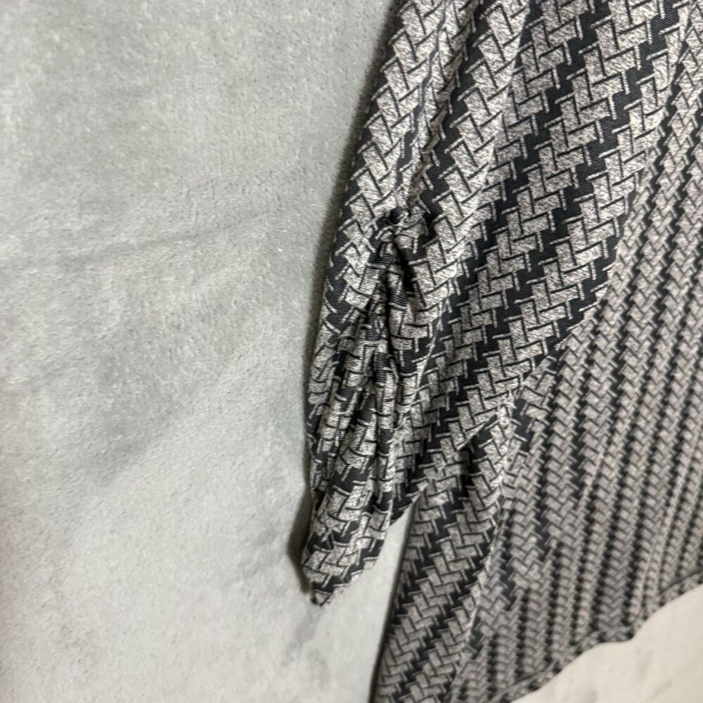 Ali Miles Tunic XL Herringbone Artsy Lagenlook 3/4 Ruched Sleeve Top Pocket Gray - Picture 10 of 10